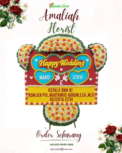 Karangan Papan Bunga Pernikahan di Kesongo